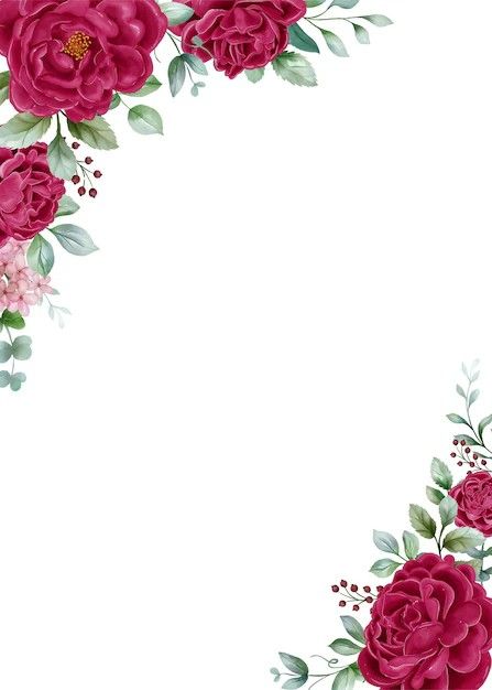 Maroon Floral Background, Frame Rosa, Peony Leaves, Photo Frame Crafts, Wedding Borders, Elegant Wedding Invitation Card, Wedding Card Frames, Floral Cards Design, Frame Border Design