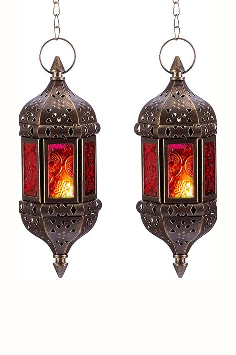 2 Pcs Hanging Hexagon Decorative Moroccan Candle Lantern Holders, Handmade Hanging Tea Light Holder in Bronze Metal & Red & Purple Glass Gift & Decor Items Amazon's Choice in Decorative Candle Lanterns by NUPTIO. This post may contain affiliate links. This means I may receive commission as an Amazon Associate from qualifying purchases. Moroccan Candle Holders, Morocco Lanterns, Hanging Tea Light Holders, Big Lantern, Morrocon Lights Hanging Lamps, Arab Lantern, Moroccan Glass Lantern, Hanging Tea Lights, Moroccan Candles