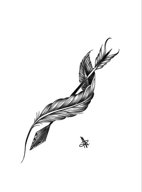 Arrow Tattoo Men, Quill Pen Tattoo, Plume Tattoo, Feather Tattoo For Men, Antler Tattoos, Hand Tattoo Images, Chest Tattoo Drawings, Cover Up Tattoos For Women, Cool Tattoo Drawings