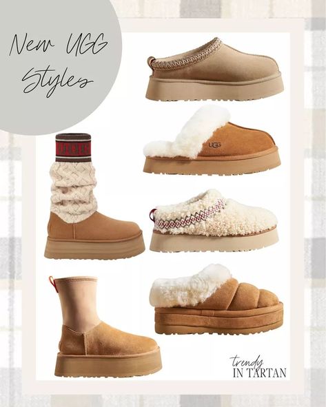 New UGG Styles! Ugg boots, Ugg slippers, booties, platform boots, Sherpa UGGs Sherpa Boots Outfit, Sherpa Uggs, Sherpa Outfit, Ugg Slippers Outfit, Uggs Fall, New Uggs, Slippers Outfit, Outing Outfit, Shoes Fall