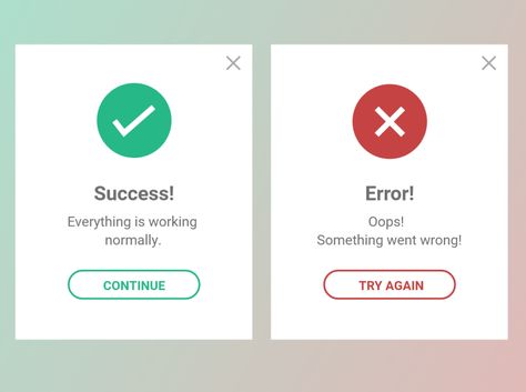 Success and Error page by Kanchan Chaudhary Ux Tips, Webdesign Portfolio, Software Ui Design, Ux Design Principles, Ui Design Principles, Web Application Design, Ux Design Process, Android App Design, Mobile App Design Inspiration