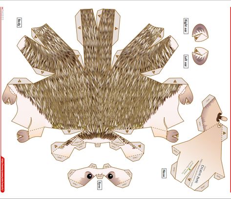 Hedgehog Paper Craft, Hedgehog Template, Paper Craft Template, Origami And Kirigami, Papercraft Templates, Paper Animals, 3d Paper Crafts, Cardboard Paper, Holiday Paper