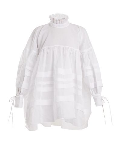 CECILIE BAHNSEN - White Alberte Oversized Cotton Top - Lyst Classic Linen Dress, Pleats Fashion, Frilly Top, Shirred Top, Resort Wear Dresses, Flounce Top, Cecilie Bahnsen, White Linen Dresses, Backless Maxi Dresses