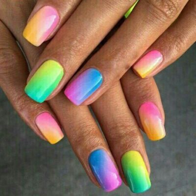 Rainbow Nails Design, Rainbow Nail Art, Rainbow Nail, Unghie Sfumate, Unghie Nail Art, Tie Dye Nails, Unicorn Nails, Colorful Nails, Work Nails