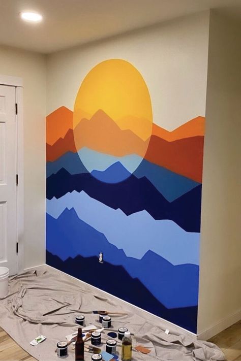 Sunrise Mural Painting, Sunrise Mural, Pct Trail, School Wall Art Ideas, Mural Inspiration, Wall Murals Diy, Mural Art Design, Ipad Pro Apple Pencil, Diy Mural