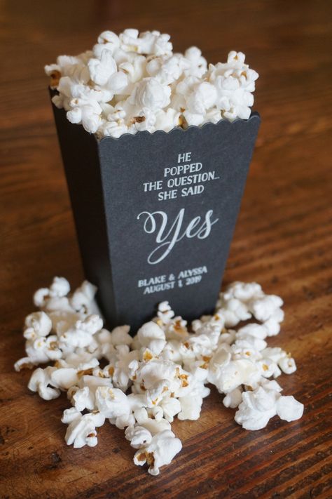 Mini Popcorn Box - Black Favor Boxes - Custom Printed White Ink Popcorn Box - Wedding Favor Bar - Wedding Popcorn Bar - Bridal Dessert Bar by ericksondesign on Etsy Popcorn Bags Wedding, Wedding Popcorn Bar, Black Wedding Favors, Wedding Snack, Popcorn Wedding Favors, Popcorn Favor, White Chalkboard, Popcorn Wedding, Wedding Snacks