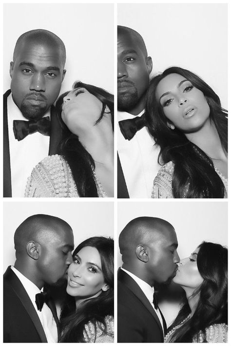 Kim Kanye Wedding, Black And White Photo Booth, Kimye Wedding, Photo Booth Photos, Pre Wedding Photoshoot Theme, Photoshoot Theme, Kim Kardashian Wedding, Kim Kardashian And Kanye West, Look Kylie Jenner