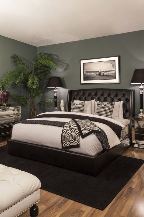 The bedroom is the place where we relax and unwind after a long, tiring day. Therefore, it is essential to have a comfortable and inviting space that ... Black And Green Bedroom, Green And Black Bedroom, Grey Green Bedrooms, Green And White Bedroom, Black And Grey Bedroom, Sage Bedroom, Bedroom 2022, Green Bedroom Walls, Grey Bedroom Decor