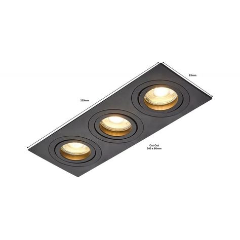 Expertly designed for modern interior spaces, the Designer Square Triple GU10 Recessed Downlight Tilt adds a sleek and contemporary touch. The recessed installation and triple GU10 socket ensures easy installation and compatibility with a variety of bulbs, making it a versatile and efficient lighting solution. The square design and matt black finish add a clean and minimalist look to any room. The Designer Square Triple GU10 Recessed Downlight Tilt in Matt Black is a sleek and modern lighting fixture designed for installation in ceilings. Here's a breakdown of its key features: Design: As the name suggests, it has a square-shaped design, providing a contemporary aesthetic that fits well with modern interior designs. The black finish adds a clean and minimalist look to the fixture. Triple G Black Recessed Lights, Triple G, Recessed Downlight, Recessed Spotlights, Bulkhead Lights, Ceiling Spotlights, Bathroom Ceiling Light, Recessed Ceiling, Modern Light Fixtures