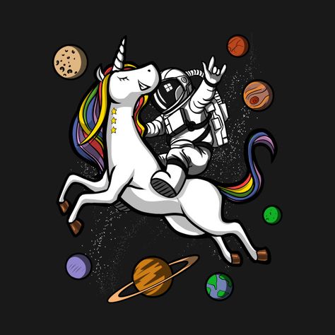 Space Astronaut Riding Unicorn Science Fiction Cosmic Girls Boys Tee Gift Collage Tattoo, Space Unicorn, Space Art Gallery, Unicorn Poster, Family Collage, Unicorn Bedroom, Alien Drawings, Planet Tattoos, Astronaut Art