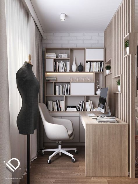 Office Living Room Combo, Living Room Office Combo, Women Home Decor, Bedroom Office Combo, Off White Wallpaper, Tiny Home Office, Wallpaper Office, Home Office Design Ideas, Modern Home Offices