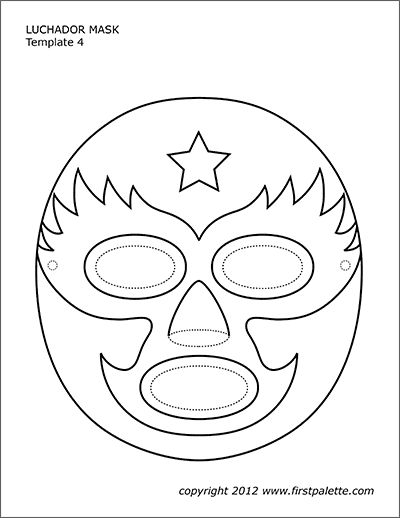 Luchador Mask Templates | Free Printable Templates & Coloring Pages | FirstPalette.com Lucha Libre Party, Mexico Crafts, Summer Crafts For Toddlers, Mask Template Printable, Mexican Wrestler, Mexican Mask, Masks Crafts, Mexican Crafts, Mask Template