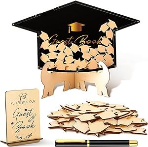 Graduation Guest Book Alternative Class of 2024 Graduation Decorations Black Graduation Party Sign Graduation Party Favor Guest Book with 50 Grad Cap Graduation Caps Decor for College High School Black Graduation Party, Graduation Guest Book, Graduation Party Signs, Cap Graduation, Black Graduation, Grad Party Decorations, Graduation Party Favors, Graduation Cap Designs, Graduation Cap Decoration