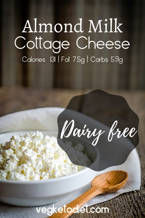 Another keto vegan cottage cheese recipe with a perfect cottage cheese texture. It's easy to make ahead and take to work as a healthy lunch. It's safe to store in the fridge in an airtight container for up to 4 days. Vegan Cottage Cheese Recipe, Dairy Free Cottage Cheese, Dairy Replacements, Recipe With Almond Milk, Vegan Picnic Food, Lactose Free Cottage Cheese, Vegan Cottage Cheese, Keto Cottage Cheese, Appetizers Vegan