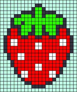 40x40 Pixel Art, Alpha Patterns Strawberry, Strawberry Grid Pattern, Strawberry Alpha Pattern, Small Grid Pattern, Grid Patterns Crochet, Pixel Art Strawberry, Strawberry Pixel Art, Small Pixel Art Ideas