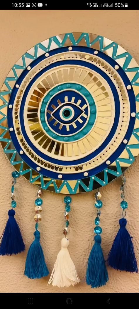 Evil Eye Lippan Art Design, Lipan Art Mirror Work Diy Rectangle, Evil Eye Lippan Art, Lipan Art Wall, Simple Lippan Art, Lipan Art Mirror Work, Modern Lippan Art, Mirror Mandala Art, Lipan Art Mirror Work Diy