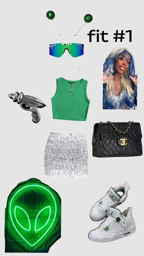 #alien #halloween #outfitinspo #costume #inspo #halloweeninspo #slay Preppy Alien Costume, Aliens Costume, Alien Halloween Costumes, Diy Alien Costume, Alien Halloween Costume, Preppy Halloween, Alien Halloween, Homecoming Week, Matching Halloween Costumes