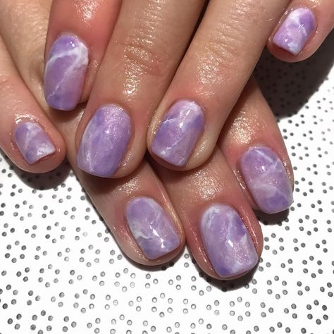 Lez on Instagram: “Purple Was a Hit This Week🔮😈 #gelnails #Vpleslie #Vanityprojectsmia #vpofficialig 🔮 🔮 🔮 #marble #nail #nailart #nailsdid #nailsdone #purple…” Purple Quartz Nails, Purple Watercolor Nails, Light Purple Marble Nails, Marble Purple Nails, Lilac Marble Nails, Wedding Nails Purple, Purple And Gold Nails, Purple Marble Nails, Marbled Nails