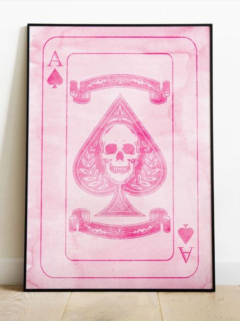 Introducing our stunning and unique spiritual poster, featuring a vibrant pink patterned Ace of Spades with a striking skull in the center. This digital print is perfect for adding a touch of spirituality and edge to any room. This poster is an excellent addition to any decor, whether it's hung on a wall or framed on a shelf. The vibrant pink pattern and the bold skull in the center make for an eye-catching piece that is sure to impress. Cards Poster, Spiritual Poster, Girly Print, Bar Card, Ace Of Spades, Rock And Roll, Hot Pink, Playing Cards, Decorative Items