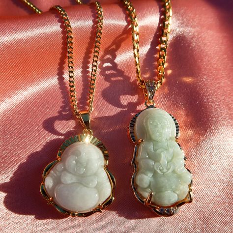 Buddha Necklace Gold, Jade Buddha Necklace, Jade Buddha, Buddha Necklace, Good Luck Bracelet, Baddie Fits, Photoshoot Outfits, When You Know, Jade Pendant