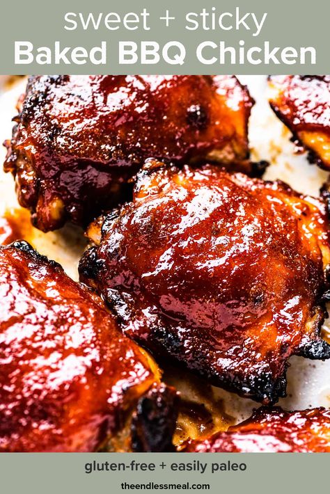 Bbq Chicken Thighs In Oven, Oven Bbq Chicken Thighs, Oven Baked Barbecue Chicken, Bbq Glazed Chicken, Baked Bbq Chicken Recipes, Baked Bbq Chicken Thighs, Oven Bbq Chicken, Oven Baked Bbq Chicken, Best Bbq Chicken