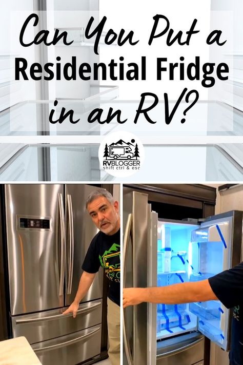 Most RVs come equipped with a refrigerator as an RV necessity. RV refrigerators are smaller in size and require less power than a residential refrigerator. But can you install a residential fridge in an RV? Check out this article to learn great tips on the differences and how to modify your RV to accommodate a larger RV. #rvblogger #rvrefrigerator #rvfridge #rvrenovation #rvmodification #rvkitchen #rvtips #traveltrailertips #fulltimervliving #rvliving Rv Accessories Gadgets, Camper Fridge, Rv Fridge, Rv Diy, Motorhome Living, Rv Mods, Rv Refrigerator, Large Fridge, Camping Inspiration