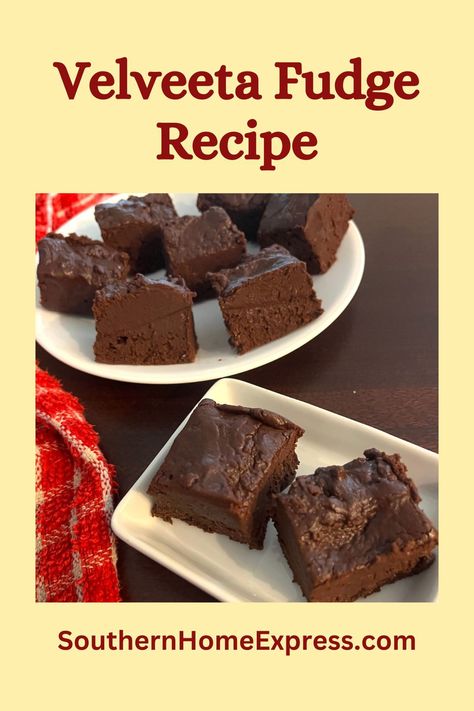 This Velveeta fudge recipe is a yummy twist on a classic recipe. No one will guess what is in this sweet treat! Velveeta Fudge Recipe, Velveeta Fudge, Quick And Easy Sweet Treats, Homemade Fudge Recipes, Holiday Sweets, Fudge Recipes Easy, Fudge Easy, Easy To Make Desserts, Recipe Simple