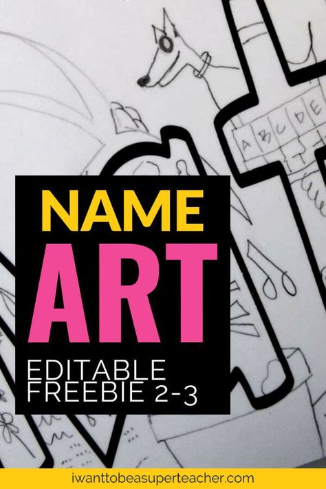 Use these FREE editable name art pages for an easy back to school art project. This simple name art project can also serve as a team building activity and yearlong bulletin board solution! A fun classroom tested first week activity for 2nd and 3rd grade teachers. Pair it with the book The Name Jar or The Big Orange Splot for reading + art fun! Head over to get the free editable name art pages sent right to your email! #backtoschool #secondgrade #thirdgrade #free #freebie #artprojectsforkids Elementary Name Art Project, Grade 2 Name Art, Back To School Night Art Projects, Name Art First Grade, Back To School Art Grade 1, Beginning Of Year Art Projects For Kids, 3rd Grade Art Projects Easy, First Day Of School Art Activities, First Week Of School Art Projects