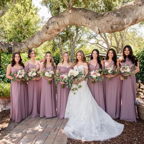 Real Birdy Grey Weddings Dark Mauve Wedding, Mauve Wedding Colors, Grey Weddings, Mauve Wedding, Summer Palette, Maroon Wedding, Dark Mauve, Birdy Grey, Bridesmaid Gowns