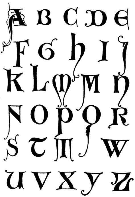 Gothic Letters A-Z :: Unical Gothic Initials 2 Designer Writing, Old English Alphabet, Gothic Letters, Letter Fonts, Typography Alphabet, Font Alphabet, Embroidery Alphabet, Fancy Letters, Gothic Fonts