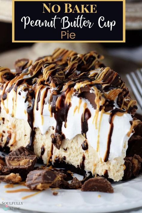 No Bake Peanut Butter Cup Pie – this easy no bake peanut butter cup cheesecake filling is creamy, fluffy, chocolaty and a peanut butter lovers dream. Peanut Butter Cup Pie, Cup Pie, Cup Cheesecake, Peanut Butter Cup Cheesecake, No Bake Peanut Butter, Easy Pie Recipes, Peanut Butter Desserts, Cheesecake Filling, Easy No Bake