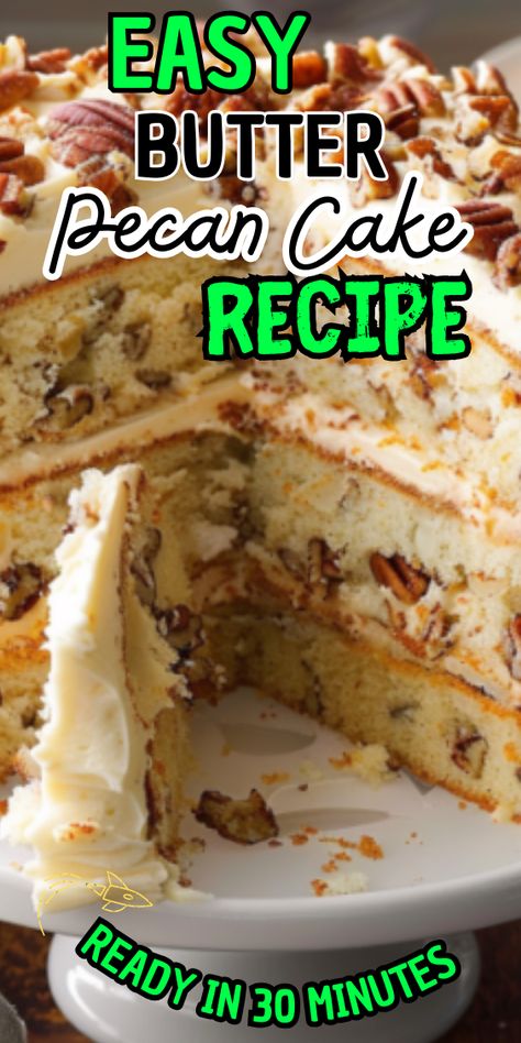 Easy Butter Pecan Cake Pecan Cake Mix Recipes, Butter Pecan Cake Mix Recipes, Easy Butter Pecan Cake, Butter Pecan Cake Recipe, Butter Pecan Cake, Easy Butter, Pecan Cake, Chocolate Cookie Recipes, Delicious Cake