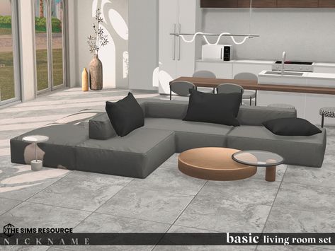 Sims4 Sofa Cc, The Sims 4 Cc Couch, Sala The Sims 4, The Sims 4 Cc Living Room, Sims 4 Couches Cc, Sims 4 Couch, Basic Living Room, Big Couch, Mid Century Modern Painting