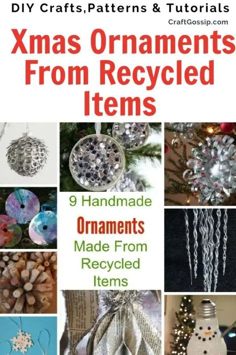 Recycled Christmas Decorations, Recycled Christmas Tree, Eco Christmas, Diy Christmas Ornament, Christmas Tree Decorations Diy, Homemade Ornaments, Kid Craft, Recycled Items, Diy Decorations