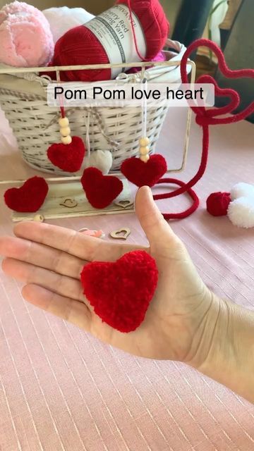 Caroline Fleming, Christmas Gonks, Simple Valentines, Craft To Make, Valentine Craft, Pom Pom Maker, Pom Pom Crafts, Hot Glue Gun, Glue Gun