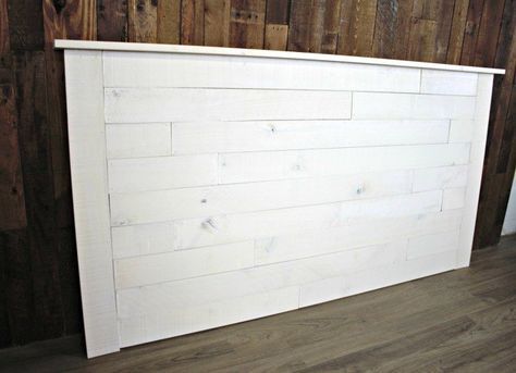 Diy White Headboard, Shiplap Headboard Diy, Beadboard Headboard, Bedroom Shiplap, Bedroom Furniture Diy, Shiplap Headboard, Arc Lamps, Farmhouse Headboard, Diy Headboard Upholstered