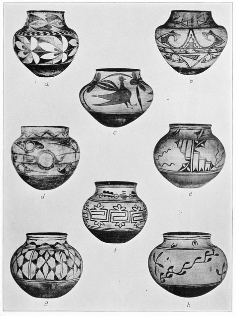 The Project Gutenberg eBook of Pueblo Pottery Making, by Carl E. Guthe. Pottery Patterns, Project Gutenberg, Pueblo Pottery, Pottery Painting Designs, Southwest Design, English Art, Pottery Techniques, Design Board, Painting Designs