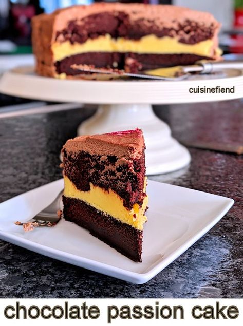 Passion Fruit Chocolate Cake, Passion Cake, Cake Base Recipe, Passion Fruit Cake, Fruit Butter, Whipped Chocolate Ganache, Butter Icing, Chocolate Cake Mixes, Bday Cake