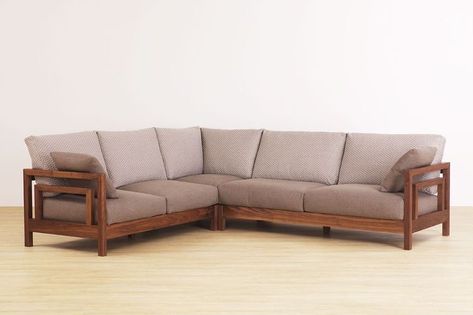 Wooden L Shaped Sofa, L Shape Wooden Sofa Design, Wooden Corner Sofa Design, Wooden Sofa Set Designs Modern, Furniture Design For Bedroom, Corner Sofa Wooden, L Shaped Sofa Designs, Crochet Furniture, L Shape Sofa Set