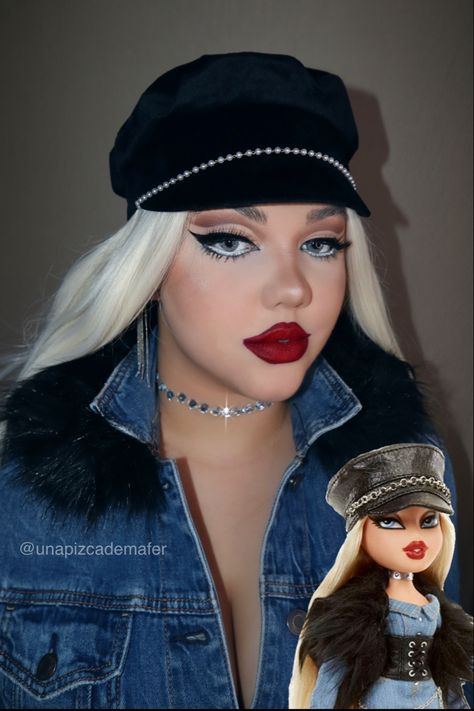 Bratz Doll Eye Makeup, Outfits Tipo Bratz, Make Up Bratz, Bratz Doll Makeup Look, Bratz Eye Makeup, Bratz Inspired Makeup, Bratz Makeup Look, Bratz Doll Costume, Bratz Costume