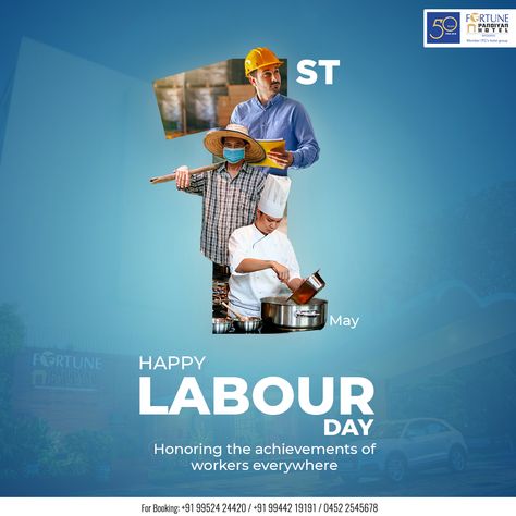 Happy Labour's Day Honoring the achievements of workers everywhere. 📍Race Course, Madurai, India, Tamil Nadu 📱0452 254 5678 🌐http://fortunepandiyanhotel.com . . . #FortunePandiyan #HotelFortunePandiyan #FortunePandiyanMadurai #Madurai #ITCHotels #CharcoalSkewersRestaurant #OrchidRestaurant #TheRanchBar #ThePastryShop #HotelAccommodation #Hotel #Restaurant #laboursday #workersday Labour Day Post For Restaurant, Labour's Day, Itc Hotels, Race Course, Workers Day, Happy Labor Day, Madurai, Tamil Nadu, Labour