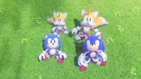 Sonic: *is all geared up to fight* HOLD ON! Tails: *dashes behind Sonic* Comet: *preparing for orders* I guess the other little fox could be Marian. Sonic Gif, Sonic Anime, Sonic Pics, Sonic Generations, Sonic Underground, Reading Manga, Sonic And Amy, Sonic Franchise, Blue Hedgehog