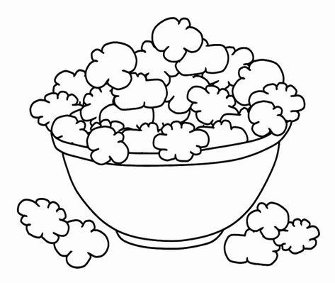 Popcorn Coloring Pages - Best Coloring Pages For Kids How To Draw Popcorn, Bowl Drawing, Shopkins Colouring Pages, Colored Popcorn, Vegetable Coloring Pages, Bubble Drawing, Food Coloring Pages, Free Printable Coloring, Free Printable Coloring Pages