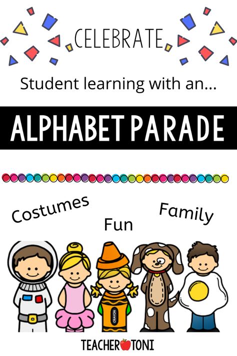 Are you a Preschool or Kindergarten teacher looking for an exciting way to celebrate your classroom study of the Alphabet? When your students have accomplished mastery of the alphabet, it's time to celebrate! Here is a guide for how to throw a proper party for the occasion including themed costumes, food, and a demonstrations for their families of what your students have learned. #kindergarten #pre-k #alphabet #party Letter Celebration Kindergarten, Alphabet Celebration Kindergarten, Alphabet Party Kindergarten, Alphabet Fashion Show Kindergarten, Alphabet Parade Kindergarten, Alphabet Celebration, Alphabet Parade, Kindergarten Invitations, Alphabet Recognition Activities