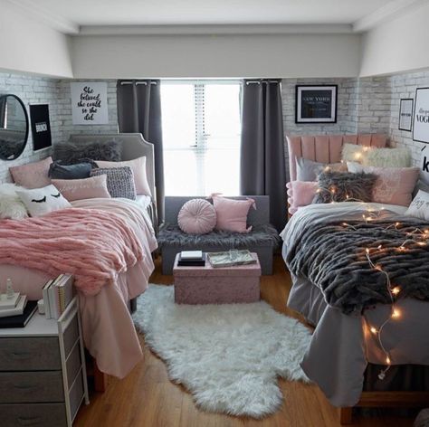 Suburban TurmoilWhat REALLY Happens to those Decadent Dorm Rooms College Bedroom Decor, College Room Decor, Dorm Inspiration, College Dorm Room Decor, Dorm Room Designs, Girls Dorm Room, Cute Dorm Rooms, Dorm Room Inspiration, College Room