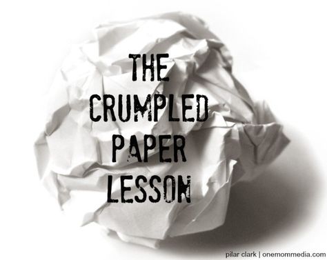 The Crumpled Paper Lesson Complex Origami, Kindness Week, Counseling Lessons, Guidance Lessons, Crumpled Paper, School Social Work, Counseling Activities, Writing Assignments, Teach Kids