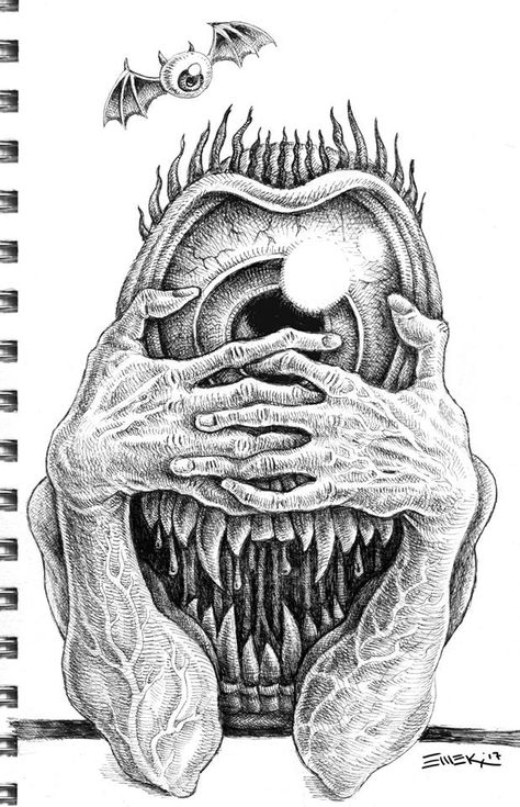 Scary Doodle Art, Art Inspiration Dark, Creepy Doodles, Myself Drawing, Scary Drawings, Creepy Drawings, Drawing Prompts, Dark Art Tattoo, Dark Art Drawings