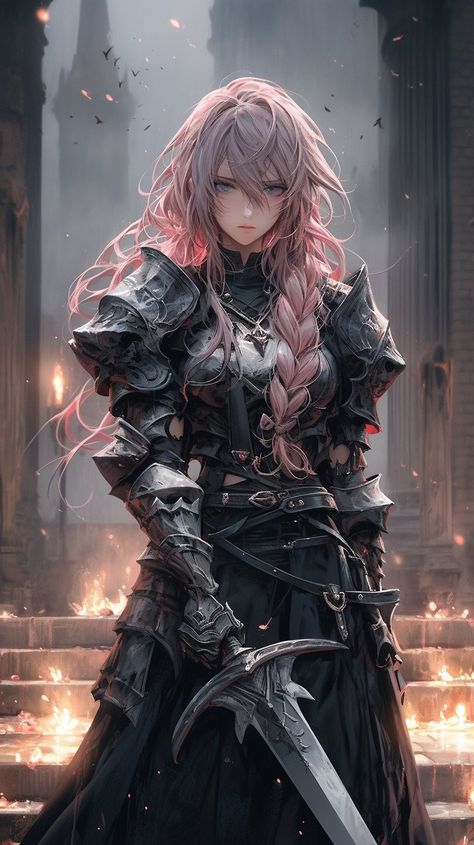 Kyoto Anime, Anime Knight, Female Armor, Female Character Concept, Female Knight, The Knight, Knight Art, Anime Warrior, Warrior Girl