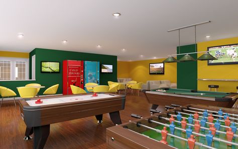 http://plsuites.com/home/whats-included/ recreation room Teen Game Rooms, Youth Rooms, Hangout Room, Youth Room, Video Game Rooms, Microsoft Corporation, Billiard Room, Game Room Decor, Kids Kitchen