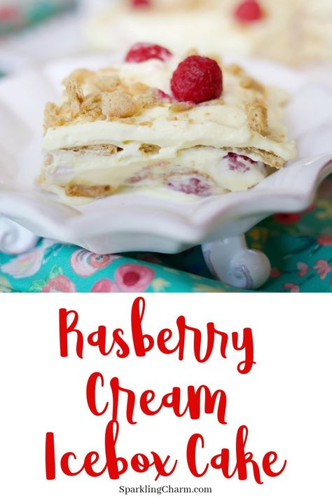 Raspberry Ice Box Cream Cake. This is a crowd pleaser! Creamy! Dreamy! Plan on big hugs! Come on over and let me share my recipe with YOU! #sogood #iceboxcake #raspberryiceboxcake #yummly #grahamcrackerrecipes #summerdesserts #springdesserts #4thofjuly #bludberryseason #yaas! #eatprettyfood Raspberry Icebox Dessert, Icebox Cake Recipes Graham Crackers, Icebox Fruitcake Recipes Graham Crackers, Raspberry Icebox Cake, Berry Icebox Cake Graham Crackers, S’mores Ice Box Cake, Ice Box Cake, Coconut Cream Cake, Graham Cracker Recipes